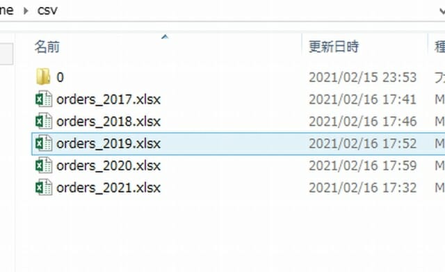 売上CSVフォルダ内。